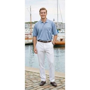 Dunhill Polo Top Men's Extra Large Windowpane Plaid Blue Italy EUC